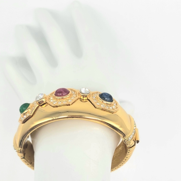 Christian Dior Precious Gemstone Gripoix Glass + Swarovski Crystal Bangle - Picture 8 of 14